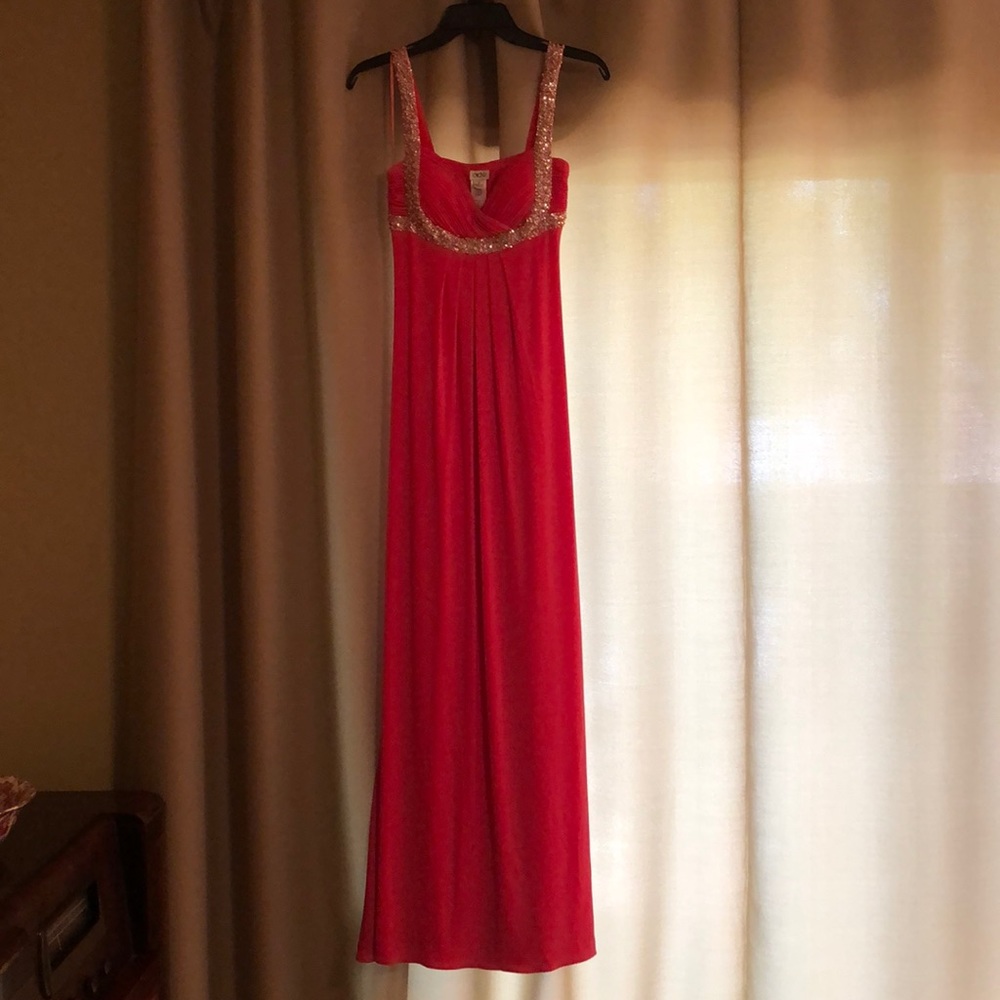 Coral Cache floor length gown